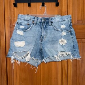 Abercrombie & Fitch Light Blue Distressed Jean Shorts